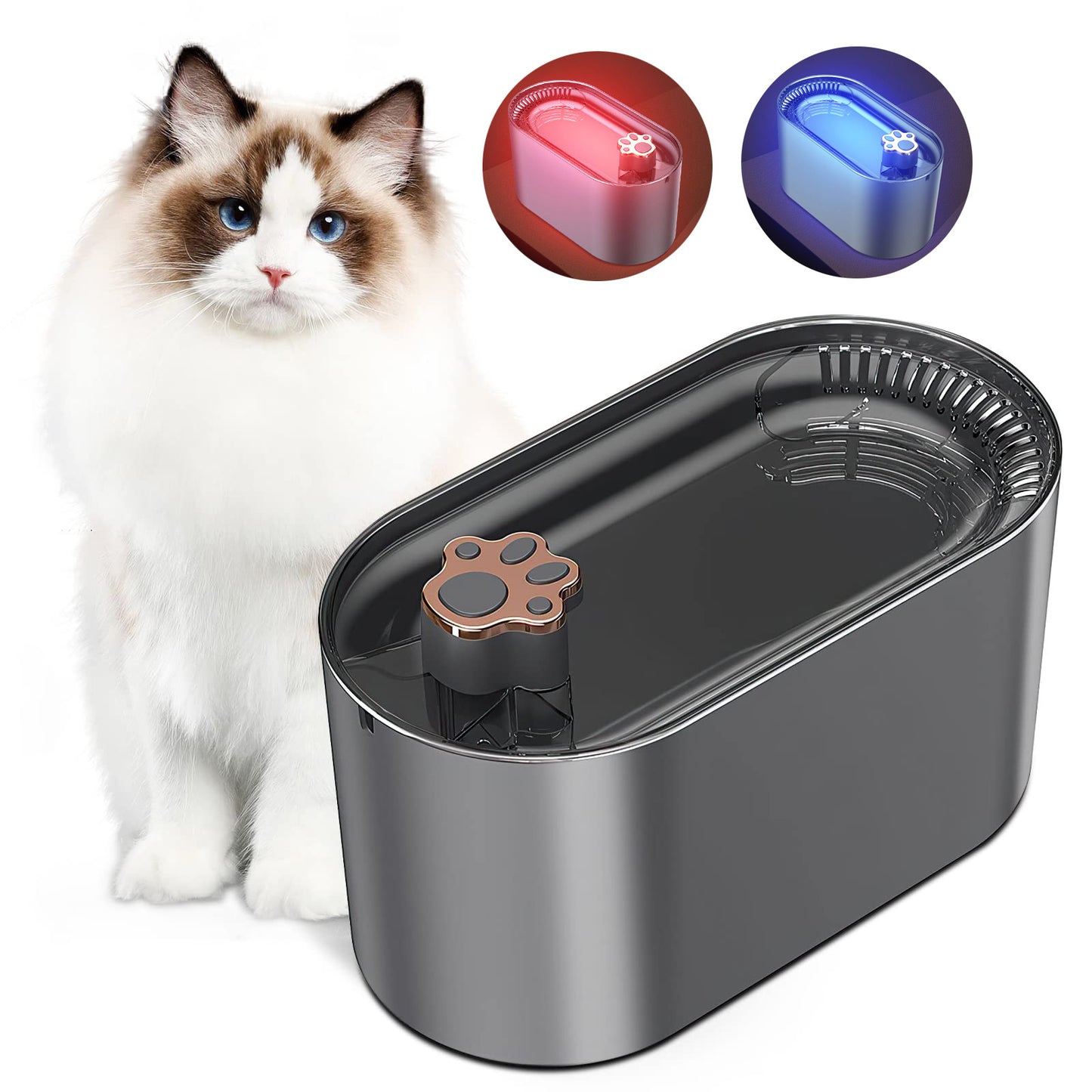 Automatic Water Fountain with Filter For Dogs and Cats With LED Light